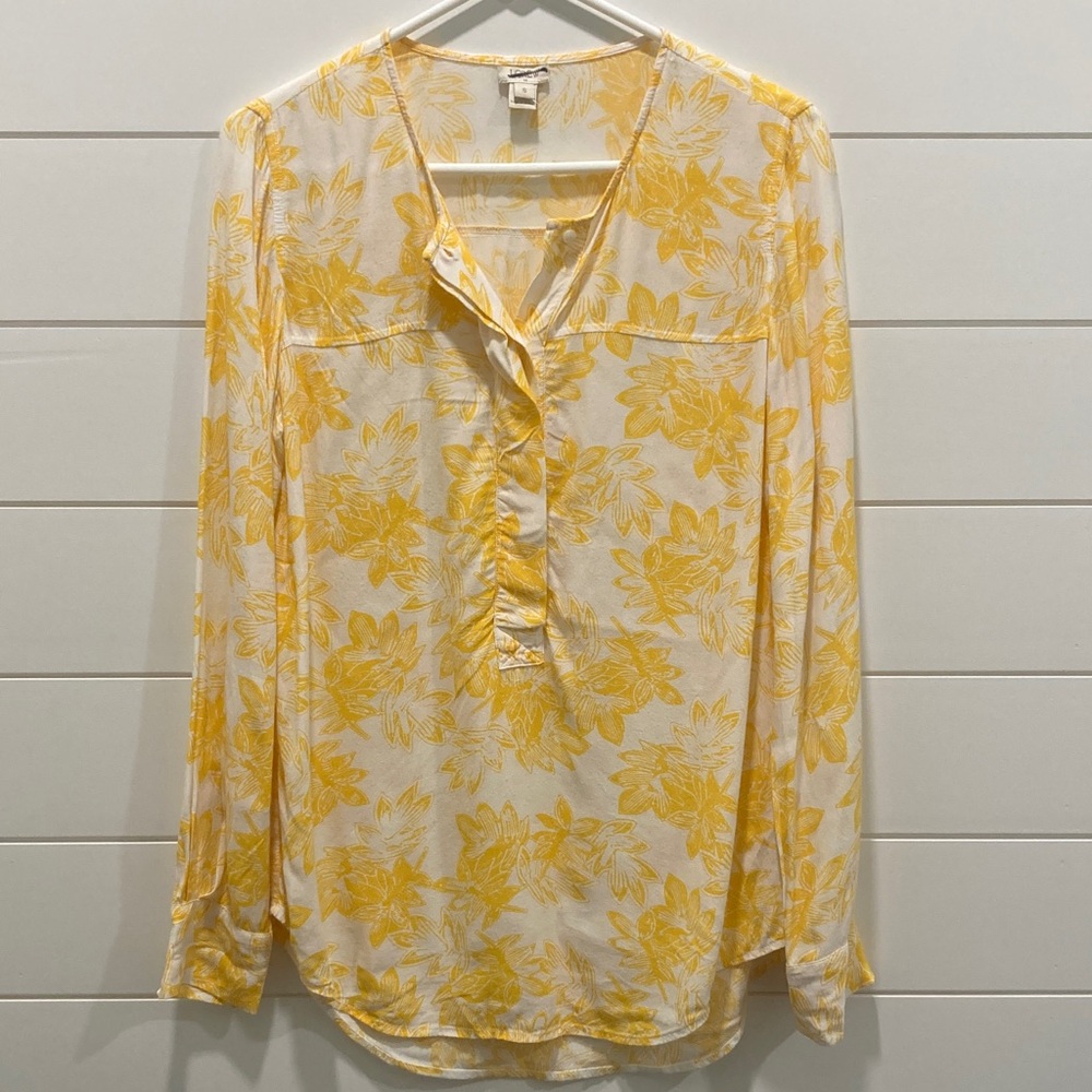 J. Crew Yellow Floral Blouse